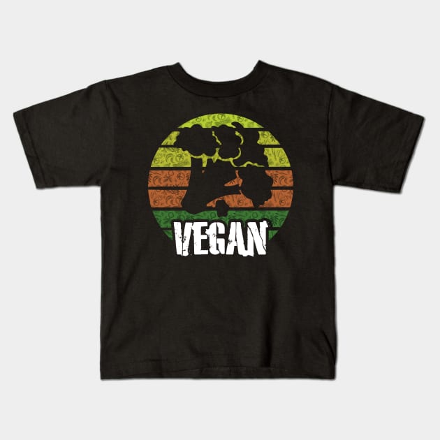 Vegan Retro Broccoli Kids T-Shirt by DODG99